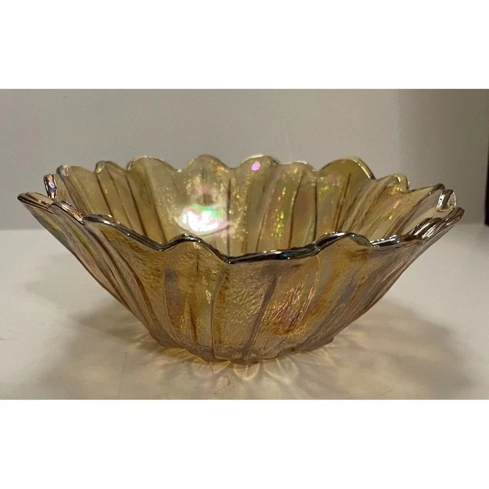 Vintage Indiana Glass Marigold Carnival Glass Sunflower Bowl.